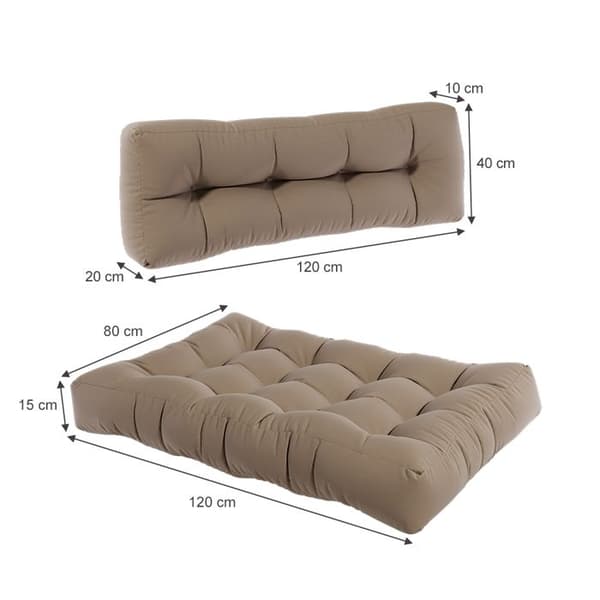 Vicco palettkuddset Flocken, Sten, 120 x 80 cm 2 delar