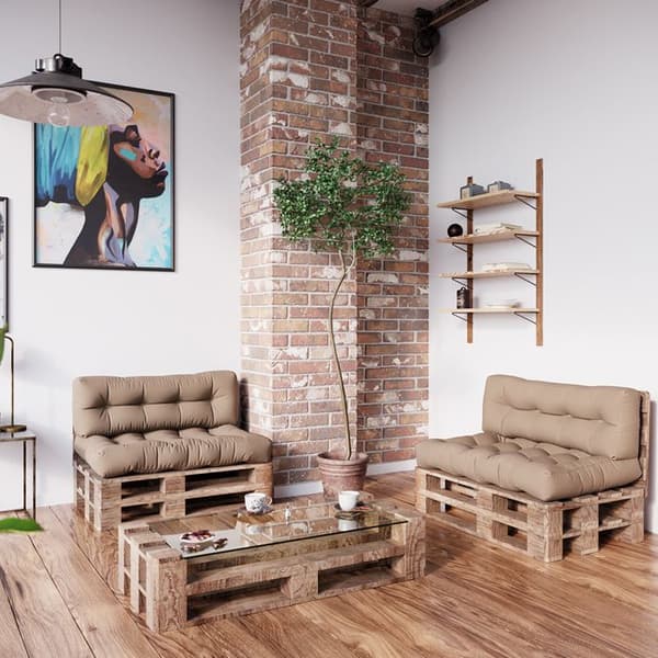 Vicco palettkuddset Flocken, Sten, 120 x 80 cm 2 delar