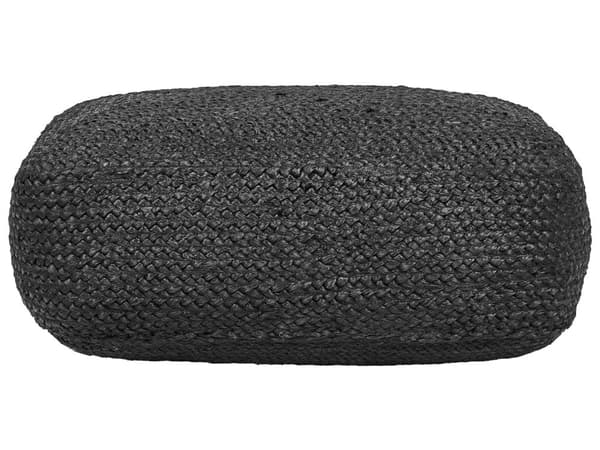 Gulvpute Svart Jute EPS-kuler 70 x 40 x 20 cm Håndlaget Bohemsk stil Boligtilbehør Puff