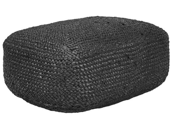 Gulvpude Siddepude i sort jute EPS-kugler 70 x 40 x 20 cm rektangulær form pude i boho-stil på gulvet tilbehør