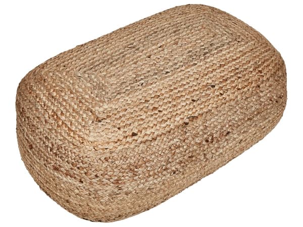Golvkudde Beige Jute EPS Pärlor Fyllning 70 x 40 x 20 cm Rund Boho Stil Hemtillbehör