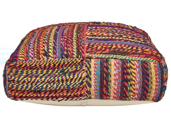 Golvkudde Flerfärgad Bomull EPS Pärlor Fyllning 70 x 70 x 20 cm Handgjord Återvunnet Material Fyrkant Boho Stil Vardagsrum Hemtillbehör