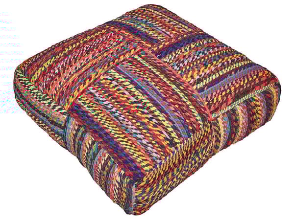 Golvkudde Flerfärgad Bomull EPS Pärlor Fyllning 70 x 70 x 20 cm Handgjord Återvunnet Material Fyrkant Boho Stil Vardagsrum Hemtillbehör