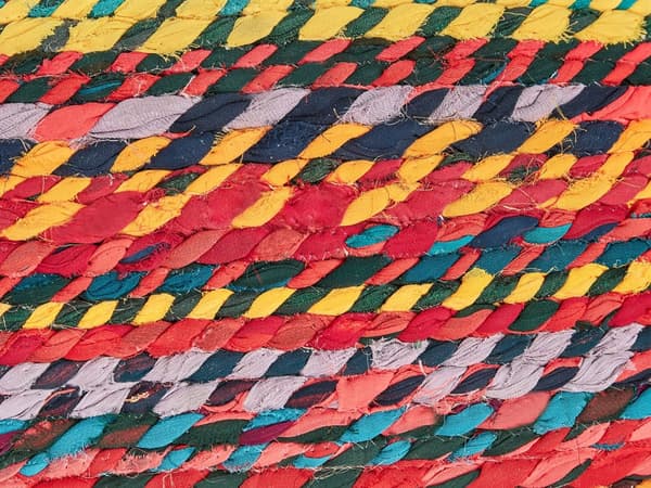 Golvkudde Flerfärgad Bomull EPS Pärlor Fyllning 70 x 70 x 20 cm Handgjord Återvunnet Material Fyrkant Boho Stil Vardagsrum Hemtillbehör