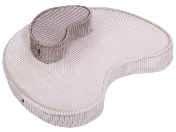 Gulvpute i Brun og Beige Bomull 90 x 75 x 10 cm Bønneformet Sittepuff i Fløyelsstruktur med Ribbestruktur