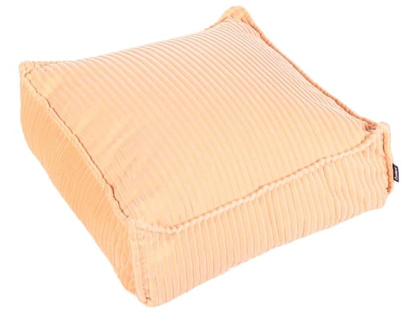 Golvdyna Persikorosa Bomull 55 x 55 x 20 cm Fyrkantig Tyg Sammet Struktur Ribbad Manchester Sittpuff