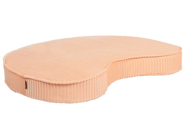 Golvdyna Persikorosa och Vit Bomull 90 x 75 x 10 cm Bönformad Tyg Sammetsstruktur Ribbad Sittpuff