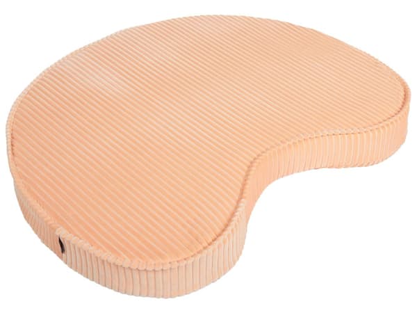 Golvdyna Persikorosa och Vit Bomull 90 x 75 x 10 cm Bönformad Tyg Sammetsstruktur Ribbad Sittpuff