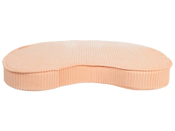 Golvdyna Persikorosa och Vit Bomull 90 x 75 x 10 cm Bönformad Tyg Sammetsstruktur Ribbad Sittpuff