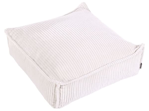 Gulvpude Beige Bomuld 55 x 55 x 20 cm Square Firkantet stof Fløjlsstruktur Ribbet fløjl Sædehynde