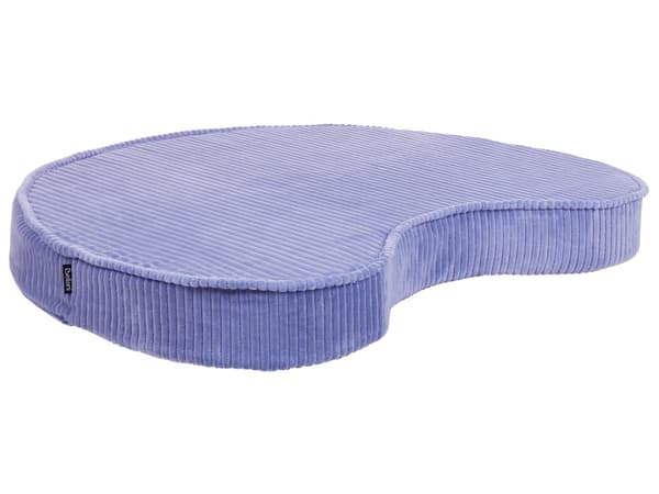 Gulvpude i lys violet og råhvid bomuld 90 x 75 x 10 cm Bønneformet siddepude i fløjlsstruktur med ribstruktur