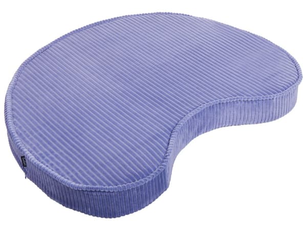 Gulvpude i lys violet og råhvid bomuld 90 x 75 x 10 cm Bønneformet siddepude i fløjlsstruktur med ribstruktur