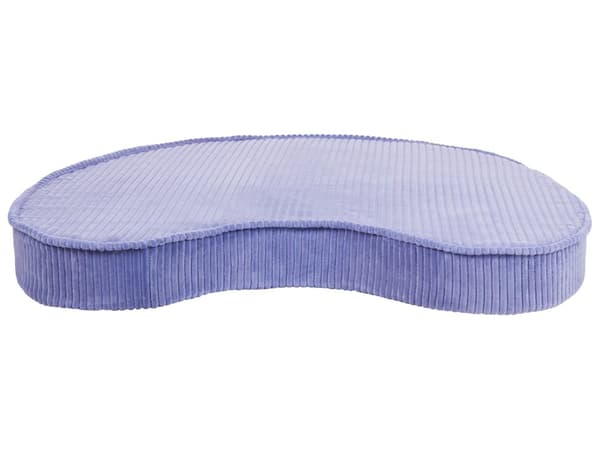 Gulvpude i lys violet og råhvid bomuld 90 x 75 x 10 cm Bønneformet siddepude i fløjlsstruktur med ribstruktur
