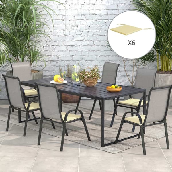 ROTZ SET AV 6 utomhus trädgårdsstoldynor - Sitsdynor - Stolkuddar - Optimal komfort - 42L X 42W X 3H CM - Brun