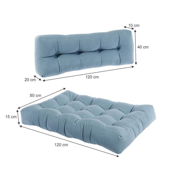 Vicco Flocken palettkuddset, Isblå, 120 x 80 cm 2 delar