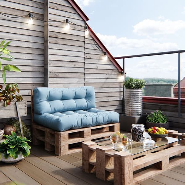Vicco Flocken palettkuddset, Isblå, 120 x 80 cm 2 delar