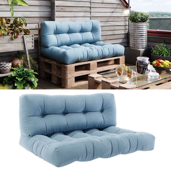 Vicco Flocken palettkuddset, Isblå, 120 x 80 cm 2 delar
