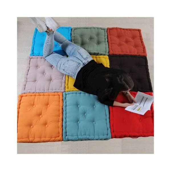 Golvkudde - 50 x 50 cm - 100 % bomull - Röd