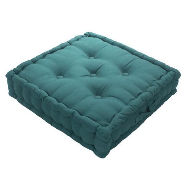 Golvkudde - 100% bomull - Mörkgrön - 50 x 50 cm - Bärhandtag - Bekväm