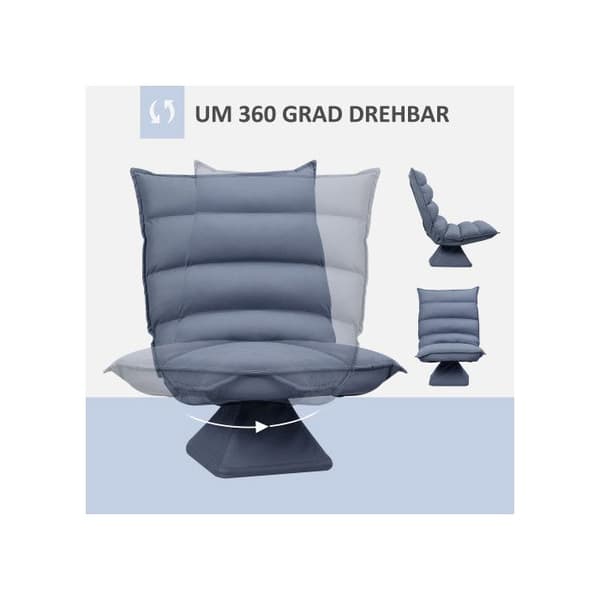 HOMCOM golvsoffa Snurrande meditationsstol Avkopplingsstol i mikrofiber Grå 62x62x95 cm