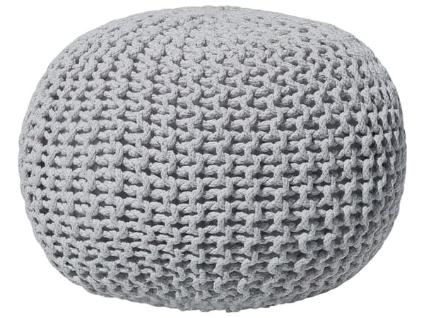 Sittpuff Ottoman Ljusgrå 50 x 35 cm Bomull Fyllning Rund Fotpall