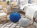 Miniatyrbild 2 av 6: Sittpuff Ottoman Blå 50 x 35 cm Bomull Fyllning Rund Fotpall