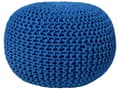Miniatyrbild 1 av 6: Sittpuff Ottoman Blå 50 x 35 cm Bomull Fyllning Rund Fotpall