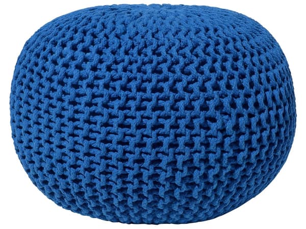 Sittpuff Ottoman Blå 50 x 35 cm Bomull Fyllning Rund Fotpall