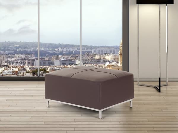 Ottoman Brun Äkta läder Stoppad Fotpall Rektangulär Minimalistisk Modern