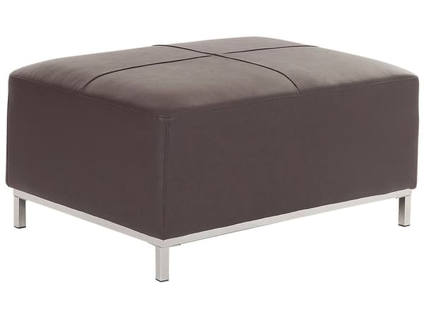 Ottoman Brun Äkta läder Stoppad Fotpall Rektangulär Minimalistisk Modern