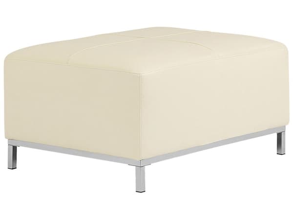 Ottoman Beige Äkta läder Stoppad Fotpall Rektangulär Minimalistisk Modern