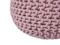 Miniatyrbild 5 av 6: Puff Ottoman Rosa Stickad bomull EPS-pärlor Fyllning Rund Liten fotpall 40 x 25 cm