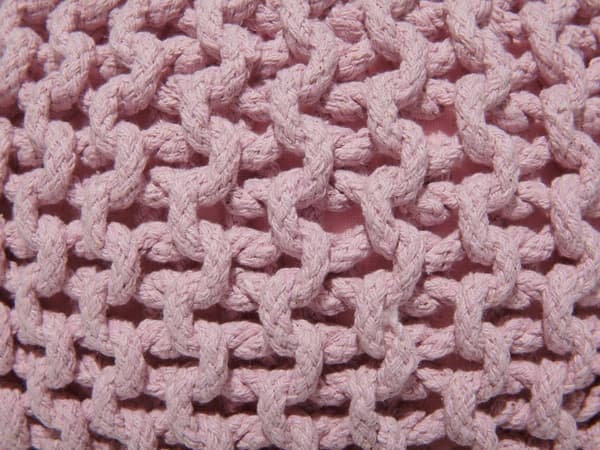 Puff Ottoman Rosa Stickad bomull EPS-pärlor Fyllning Rund Liten fotpall 40 x 25 cm