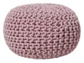 Miniatyrbild 1 av 6: Puff Ottoman Rosa Stickad bomull EPS-pärlor Fyllning Rund Liten fotpall 40 x 25 cm