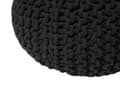 Miniatyrbild 5 av 6: Puff Ottoman Svart Stickad bomull EPS-pärlor Fyllning Rund Liten fotpall 40 x 25 cm