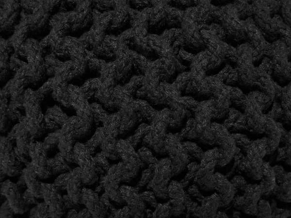 Puff Ottoman Svart Stickad bomull EPS-pärlor Fyllning Rund Liten fotpall 40 x 25 cm