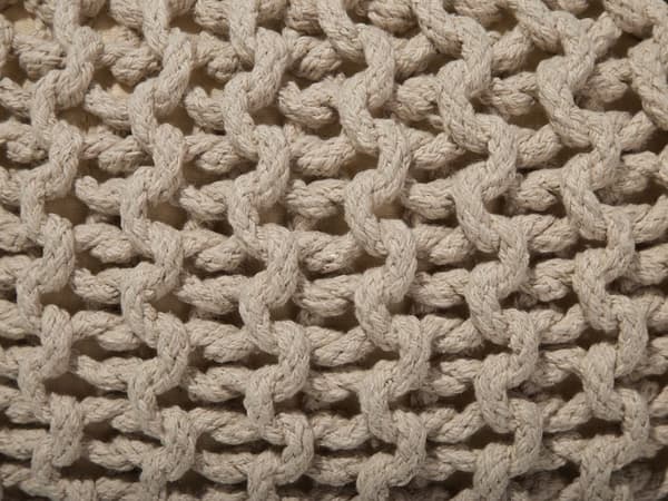 Sittpuff Ottoman Beige 50 x 35 cm Bomull Fyllning Rund Fotpall