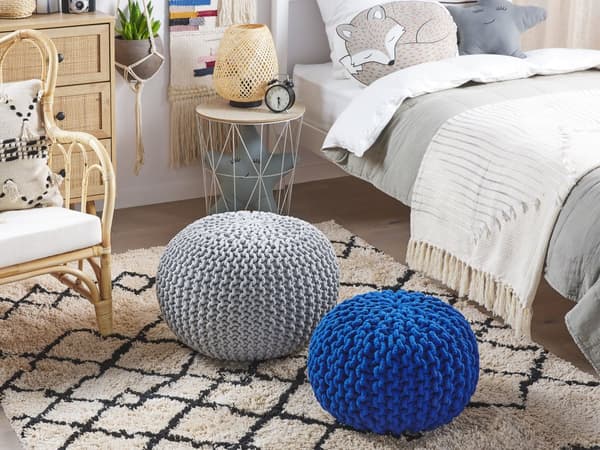 Rahi laivastonsininen puuvilla ⌀ 40 x 25 cm neulottu pyöreä EPS-helmirae moderni boho tyyli