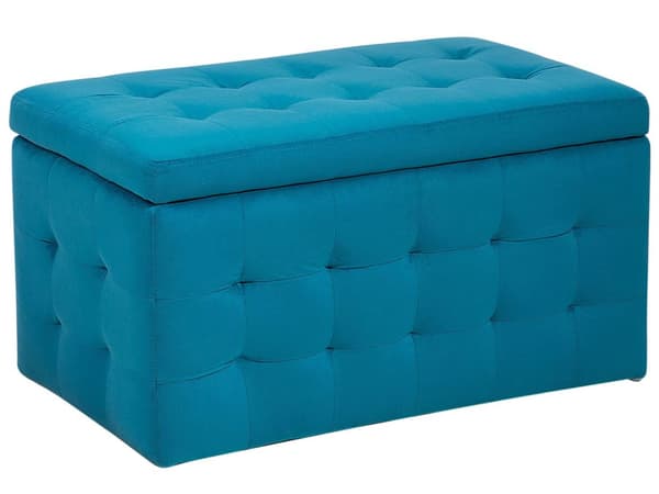 Rahi merensininen sametti verhoiltu 72 x 42 x 40 cm säilytystilalla tuftattu suorakulmio retro glamour tyyli