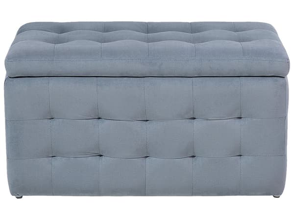 Rahi vaaleanharmaa sametti verhoiltu 72 x 42 x 40 cm säilytystilalla tuftattu suorakulmio retro glamour tyyli