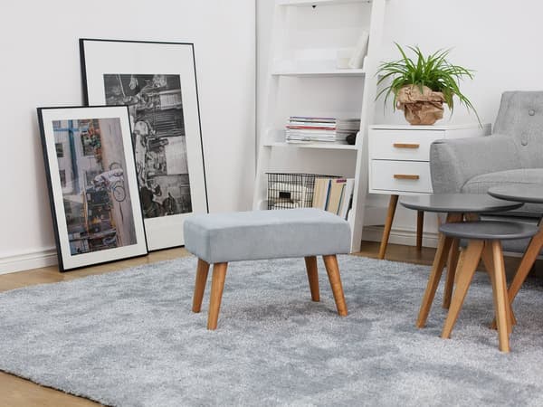 Jakkara harmaa 50 x 35 x 30 cm sametti kumipuujalat suorakulmio kevyt skandinaavinen