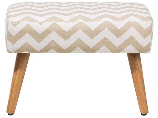 Jakkara beige 50 x 35 x 30 cm puuvilla kumipuujalat suorakulmio siksak-kuvio kevyt skandinaavinen