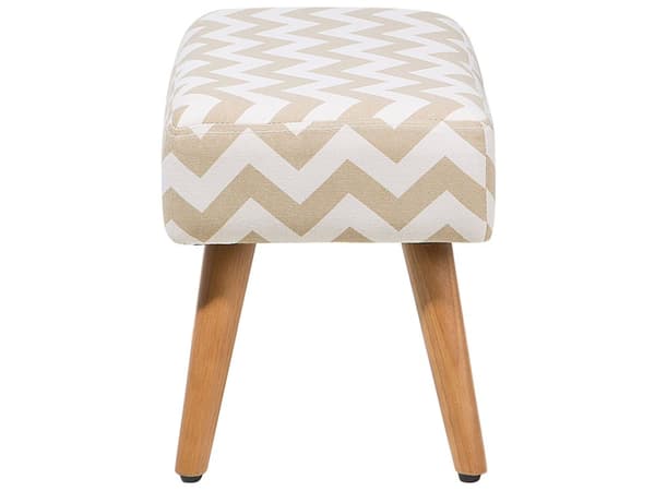 Jakkara beige 50 x 35 x 30 cm puuvilla kumipuujalat suorakulmio siksak-kuvio kevyt skandinaavinen