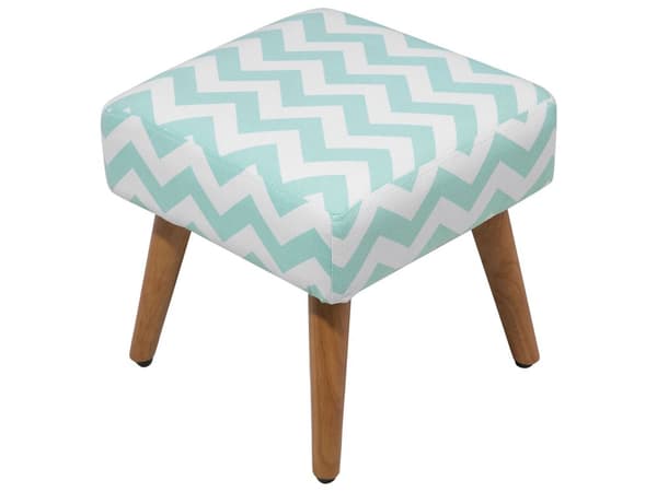 Jakkara mintunvihreä 35 x 35 x 35 cm puuvilla kumipuu siksak-kuvio neliö