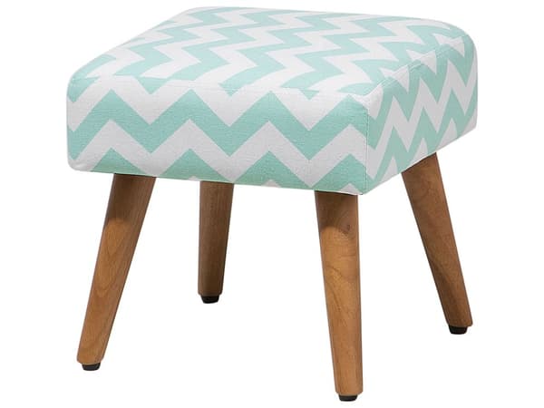 Jakkara mintunvihreä 35 x 35 x 35 cm puuvilla kumipuu siksak-kuvio neliö