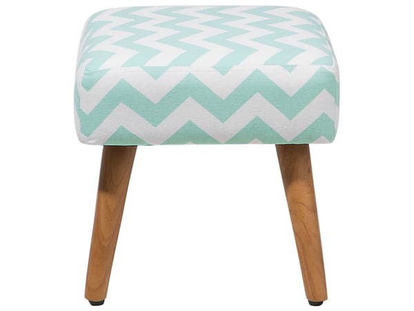 Jakkara mintunvihreä 35 x 35 x 35 cm puuvilla kumipuu siksak-kuvio neliö