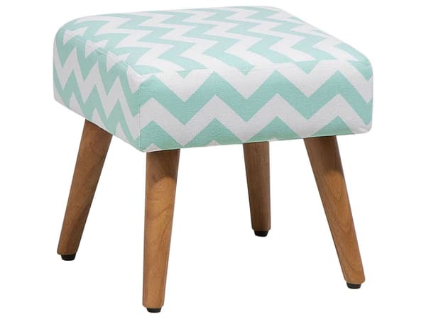 Jakkara mintunvihreä 35 x 35 x 35 cm puuvilla kumipuu siksak-kuvio neliö