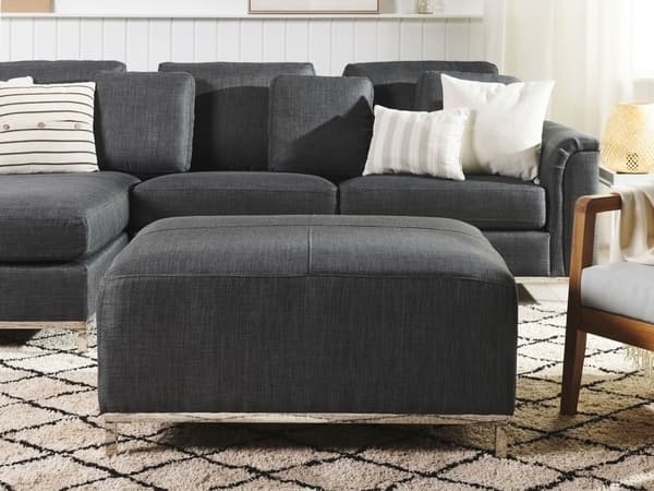 Rahi tummanharmaa kangas verhoiltu metallijalat 95 x 71 x 46 cm suuri suorakulmio perinteinen tyyli