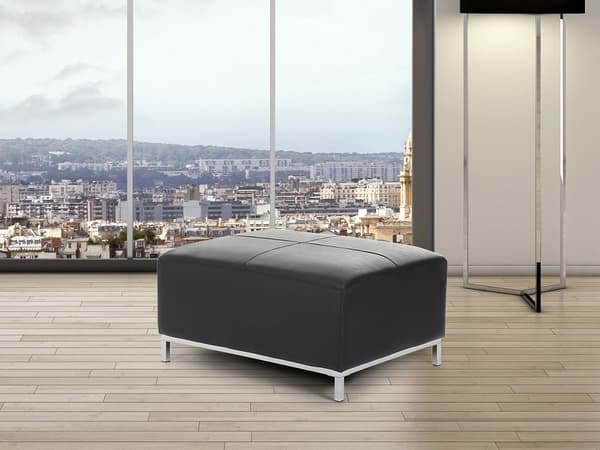 Rahi musta nahka verhoiltu metallijalat 95 x 71 x 46 cm suuri suorakulmio perinteinen tyyli
