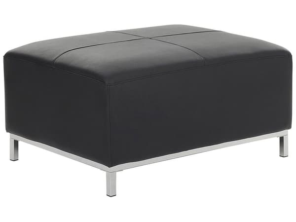 Rahi musta nahka verhoiltu metallijalat 95 x 71 x 46 cm suuri suorakulmio perinteinen tyyli